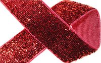 Glitter Ribbon 1" Metallic Velvet (5 Yards, Red)