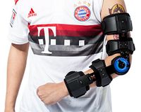 Orthomen Hinged ROM Elbow Brace, Adjustable Post OP Elbow Brace Stabilizer Splint Arm Injury Recovery Support After Surgery， Mam & Women (Left)