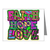 Note Card Faith Hope Love Neon