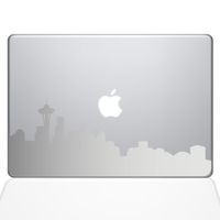 The Decal Guru Seattle City Skyline Decal Vinyl Sticker, 15" MacBook Pro (2015 & Older Models), Silver (2332-MAC-15P-S)