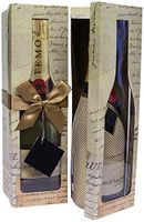 Champagne Gift Box x2 - Reusable Caddy - Easy to Assemble - No Glue Required - Ribbon Tie and Gift Tag Included - Vintage Letter & Lid with Window Design - Pomerol - EZ Gift Box by Endless Art US
