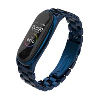 Mijobs Replacement Strap Compatible with Xiaomi Mi Band 3, Stainless Steel Replacement Band Metal Bracelet Wristband Accessories for Xiaom Mi Band 4 Strap (Blue)
