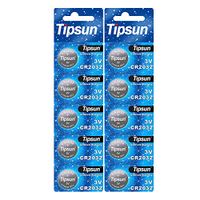Tipsun CR2032 3V Lithium Coin Cell Battery - 10 Pack （2 Packs of 5）