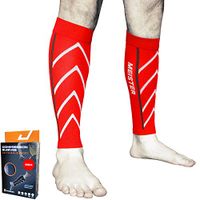 Meister Graduated 20-25mmHg Compression Running Leg Sleeves for Shin Splints (Pair) - Red - Large