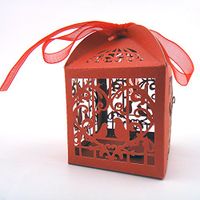 Rzctukltd Love Bird Luxury Lase Cut Wedding Sweets Candy Gift Favour Boxes with Ribbon Table Decorations (50, Red)