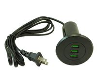 MyCableMart 3 Port USB 3.1 Amp Grommet/Desk Style Power Stations Charger, Black