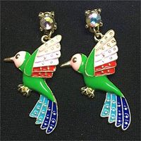 1 pair Cute Women Girl Rhinestone Magpie Bird Drop Oil Earrings Stud Jewelry Best Good Jewerly Fine Accessories Fashion Womens Bright Designer Novelty Pendant