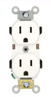 Leviton 5252-W 15 Amp, 125 Volt, Industrial Series Heavy Duty Specification Grade, Duplex Receptacle, Straight Blade, Self Grounding, White