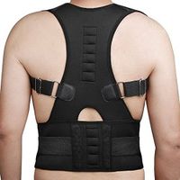 FOUMECH Back Brace Posture Corrector for Men and Women-Fully Adjustable Support Brace with 10 Magnets-Improves Posture and Provides Lumbar Support-For Lower and Upper Back Pain (Black, XX-Large)
