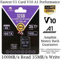 TF Memory Card 32GB Micro SD SDHC Card Plus Adapter, Amplim 32 GB MicroSDHC Ultra High Speed 667X 100MB/s UHS-1 for Cell Phone, Tablet, Camera, 3DS, Fire MicroSD HC Flash (V10 A1 Class 10 U1 UHS-I)