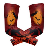 LEVEIS Happy Halloween Black Cat Bat Arm Sleeves UV Protection for Men Women Sunblock Protective Gloves Running Golf Cycling Driving Long Arm Cover 1 Pair