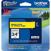3/4" Laminated Black on Yellow Tape (1/Pkg) (26.2 Ft.) For use in TZ P-Touch: All TZ Machines E -