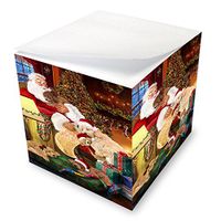 Goldendoodle Dog and Puppies Sleeping with Santa Note Cube D482