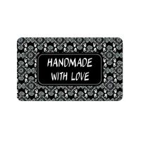 Gechtas 1.5" x 2.5" Handmade with Love Stickers in Black with Floral Printing, 200 Pieces, Rectangle Adhesive Labels for Homemade Projects (Black, 1.5"x2.5")