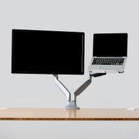 Jarvis Monitor Mounting Arm - Fits up to 32" Computer Displays (Dual with Laptop Tray, Silver)