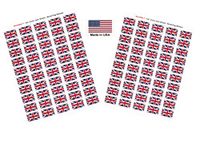 Made in USA! 100 Country Flag 1.5" x 1" Self Adhesive World Flag Scrapbook Stickers, Two Sheets of 50, 100 International Sticker Decal Flags Total (United Kingdom (UK))