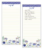 Set of 2- Blue Cups List Pad, Notepad, Shopping List with Attachable Magnet