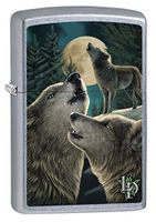 Zippo Lighter: Lisa Parker Three Wolves Howling - Street Chrome 80082