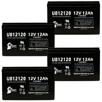 4 Pack Replacement for Electra Scoot-N-Go Battery - Replacement UB12120 Universal Sealed Lead Acid Battery (12V, 12Ah, 12000mAh, F1 Terminal, AGM, SLA) - Includes 8 F1 to F2 Terminal Adapters