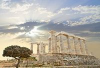 OFILA Greek Pillar Backdrop 9x6ft Ancient Acropolis Temples Photography Background Ancient History Myth Relic Travel Landscape Archaeological Research Artistic Architecture Civilization Photos Props