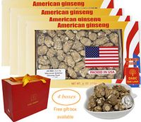 DABC OAK LAND 4OZ*4=453gm/4 Boxes Hand-Selected American Wisconsin Farmed Ginseng Root | Pearl Small 美国威斯康辛州西洋参 花旗参 礼盒装 |Cultivated American Wisconsin Ginseng WI 069# Box