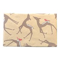 Kraft Reindeers and Cardinals Folded Christmas Wrapping Paper Made in America, 2 feet x 10 feet, Easy to Store Folded Christmas Gift Wrap, WRAP & Revel®