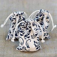 Efavormart 4" x 6" Vibrant Damask Printed Cotton Bag 10/pk - Natural