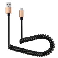 Iuhan 1M Spring Coiled Retractable USB A Male to Type c USB-C Data Charging Cable (Gold)