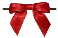 BAYWIND LTD; 3" Red with Gold Edge Twist Tie Bows- 100pc