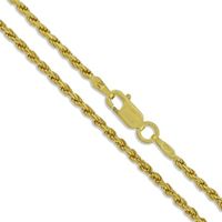 Sterling Silver 22k Gold Plated Diamond-Cut Rope Chain 2mm New Necklace 925 24"