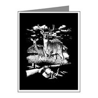 Note Card Deer Hunting Buck Doe Rifle and Hat