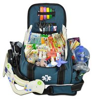 Lightning X Deluxe Stocked Large EMT First Aid Trauma Bag Fill Kit w/Emergency Medical Supplies (Navy Blue)