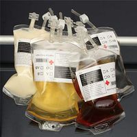 ShineBear 300ml Clear Food Grade PVC Reusable Blood Bag Beverage Juice Energy Drink Bag Halloween Party Pouch Props Vampire 37x12cm 1 PC