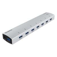 ORICO Aluminum 7 Port USB3.0 Ultra-Mini Hub with 3.3Ft USB3.0 Cable - Silver(AS7P-U3)