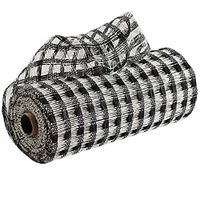 Black White Buffalo Plaid Deco Mesh - 10" x 10 Yards, Checkered Christmas Tree Ribbon, Swag, Garland, Wreath, Gift Wrapping, Presents, Bows, Thanksgiving, Anniversary, New Years Eve