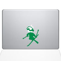 The Decal Guru Skiing Decal Apple Decal Vinyl Sticker, 13" MacBook Pro (2016 & Newer Models), Green (1636-MAC-13X-LG)