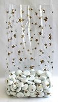 Gold Stars Cello Bags 4" x 2 1/2" x 9 1/2" - Pack of 25