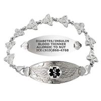 Divoti Custom Engraved Medical Alert Bracelets for Women, Stainless Steel Medical Bracelet, Medical ID Bracelet w/Free Engraving – Angel Wing Tag w/Trinity Knot -Black-6.5"