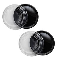 Party Essentials Hard Plastic Tray With Clear Dome Lids, 16", Black