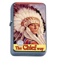 Train Santa Fe Native American Windproof Refillable Flip Top Oil Lighter with Tin Gift Box D-345