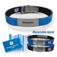 "Dementia" Sport/Slim Reversible Medical Alert ID Bracelet for Men and Women
