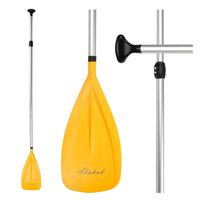 Abahub 3-Piece Adjustable Alloy Stand Up SUP Paddle Aluminum Shaft Yellow Plastic Blade