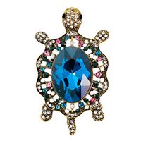 Animal Lover Turtles Brooch Pins Rhinestone Gemstone Jewelry Costume Pin Creation Beauty Cheap Style Womans Women Styling Elegant Prom Accessory | Color - Blue