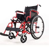 LMEIL Lightweight Deluxe Folding Transport Travel Wheelchair with Flip Back Desk Arms, Elevating Leg Rests
