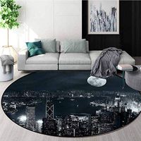 RUGSMAT Modern Modern Washable Round Bath Mat,Hong Kong City at Night View Learning Carpet Non Skid Nursery Kids Area Rug for Playroom Diameter-47