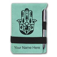 Mini Notepad, Hamsa 2, Personalized Engraving Included (Teal)