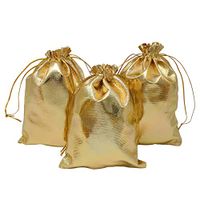 HRX Package Gold Gift Bags Drawstring 100pcs, 5 x 7 inches Jewelry Pouches Party Favor Goody Bags for Wedding Birthday Christmas Candy Bar