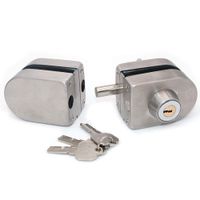 NUZAMAS Glass Door Lock, Security Lock, 304 Stainless Steel Glass Door Lock with 2 Keys, Drill Free, Suitable 8-12mm Glass Home Hotel Bathroom Showcase, Glass Cabinet Door