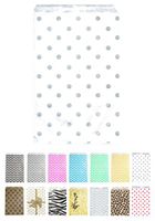 Novel Box® Silver Polka Dot Print Paper Gift Candy Jewelry Merchandise Bag Bundle 4X6" (100 Count) + Custom NB Pouch