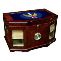 Large Premium Desktop Humidor - Glass Top -US 1st Air Force, Plaque (Patch)